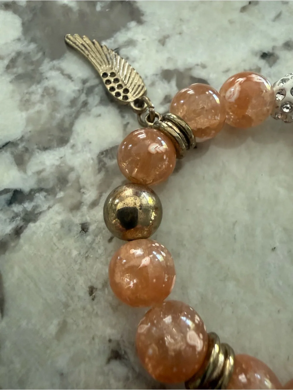 Handcrafted Charm Speckled Glass Beaded Bracelet Tassels elephant leaf‎ stretch